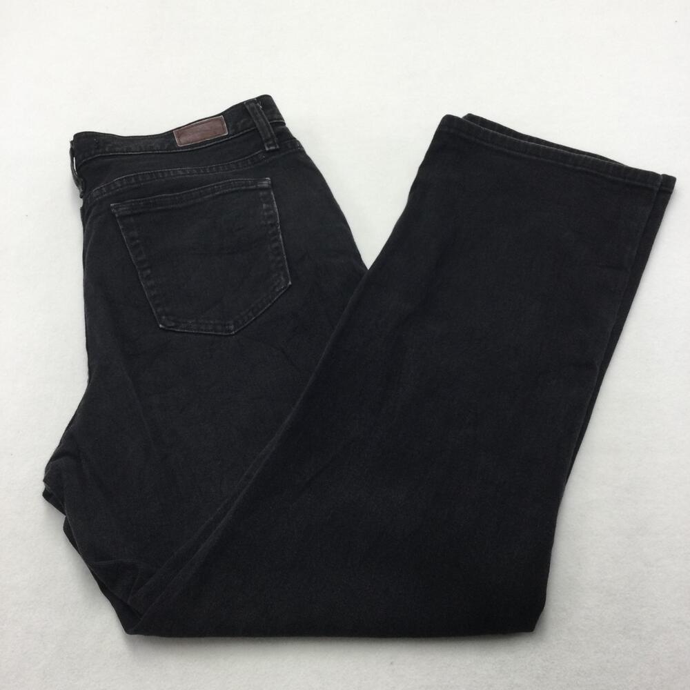 Lee Relaxed Straight Leg Jeans Womens 14 Charcoal Wash Black High Rise Denim